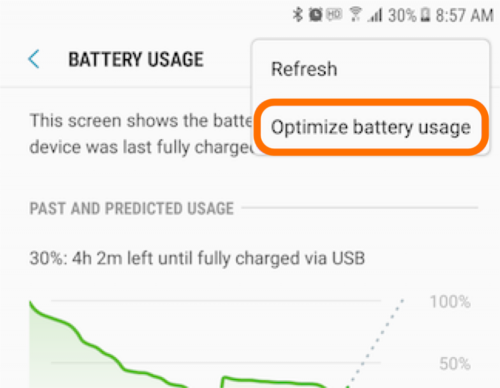 Pick "Optimize battery usage" from the drop-down